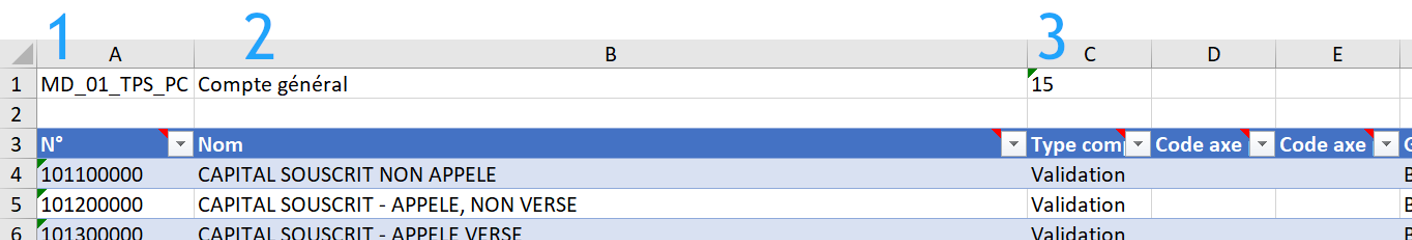 Fichier Excel de reprise