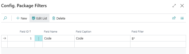 Config. Package filters