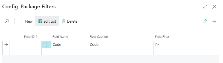 Config. Package Filters