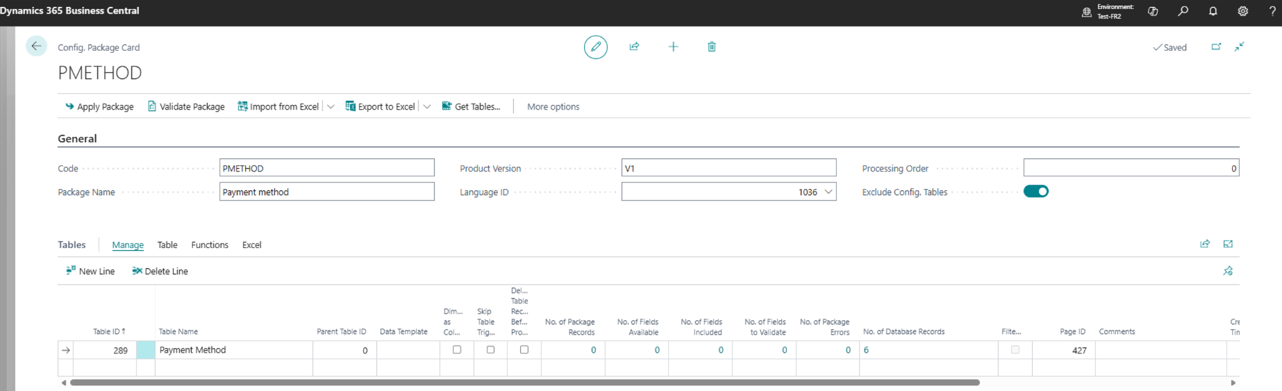 Scheda del package di configurazione