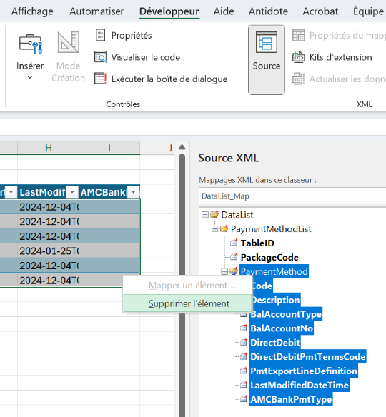 Delete a mapping element