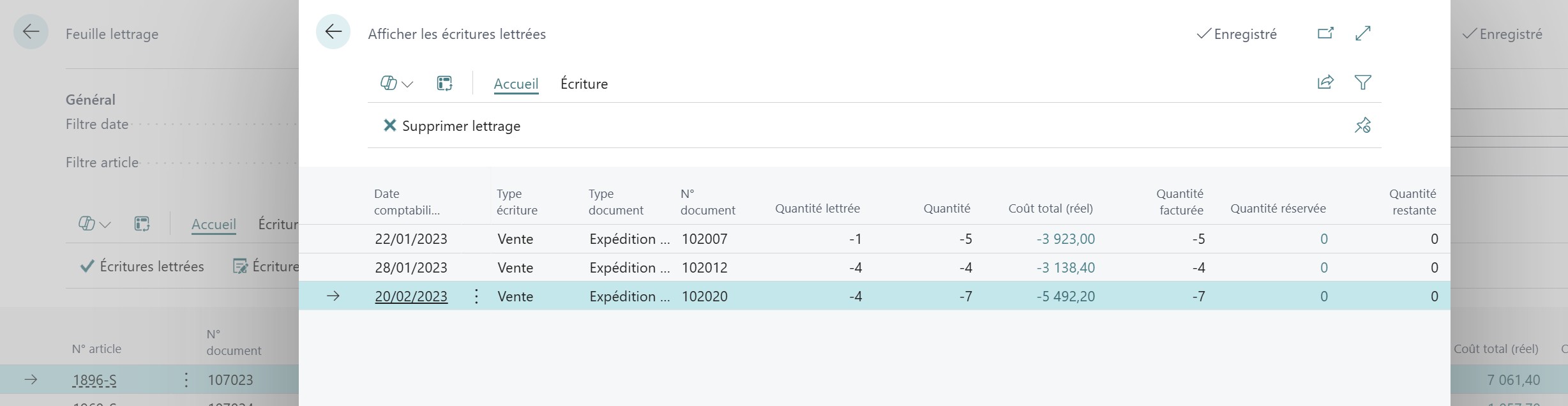 Ecritures de lettrage article
