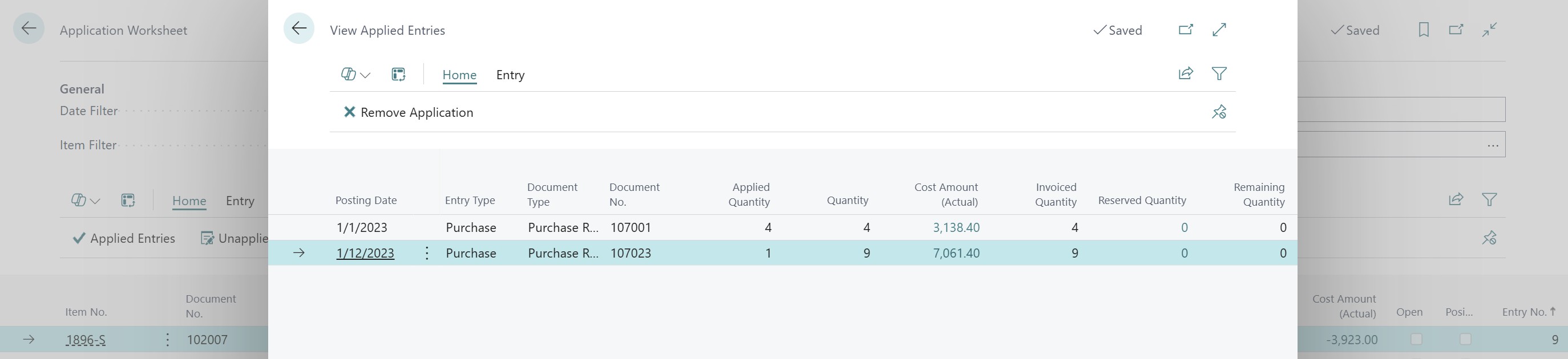 Item Application Entry