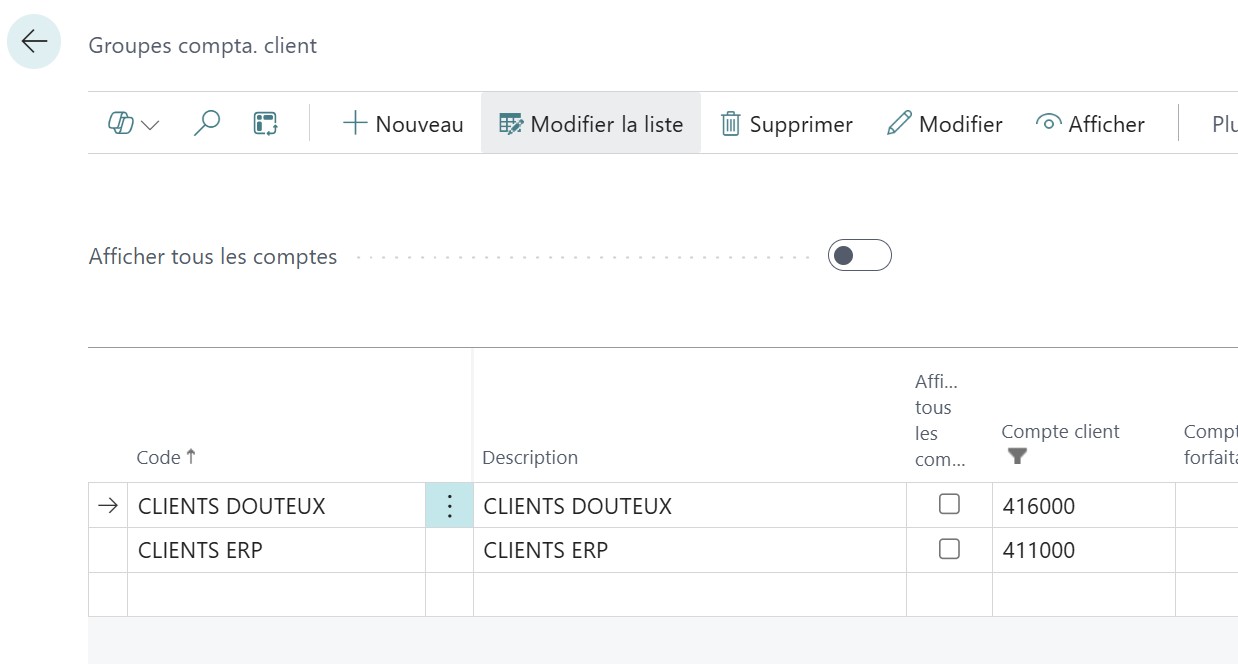 Groupes compta. clients