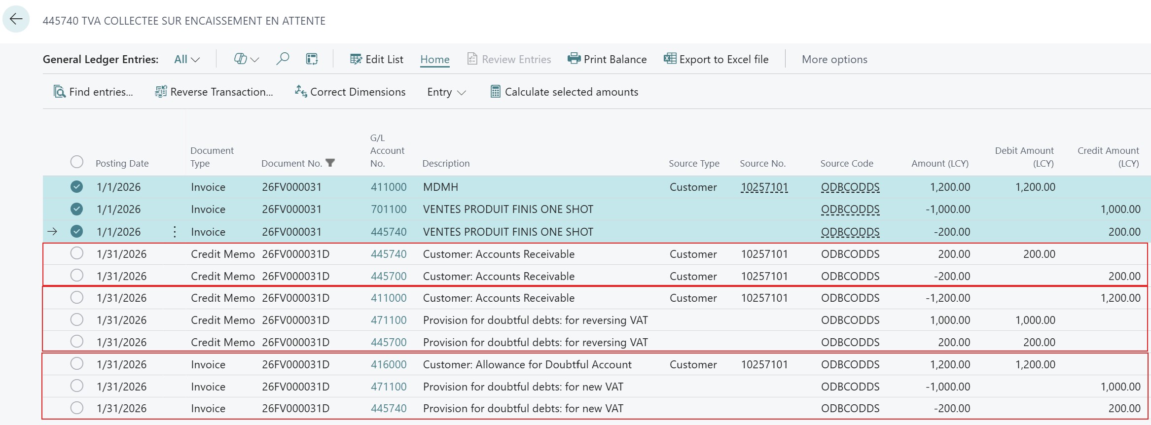 Movimenti contabili C/G