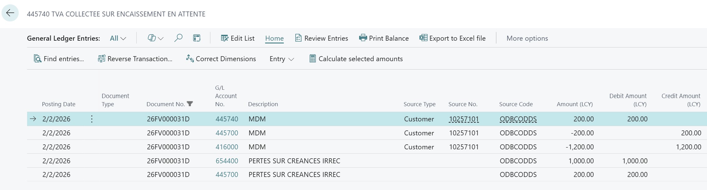General Ledger Entries