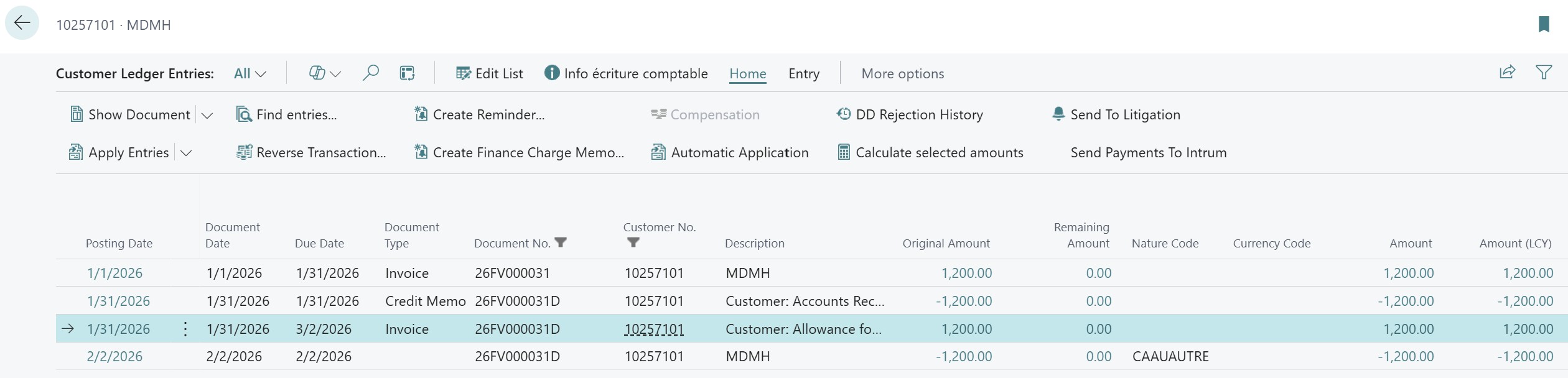 Customer Ledger Entries