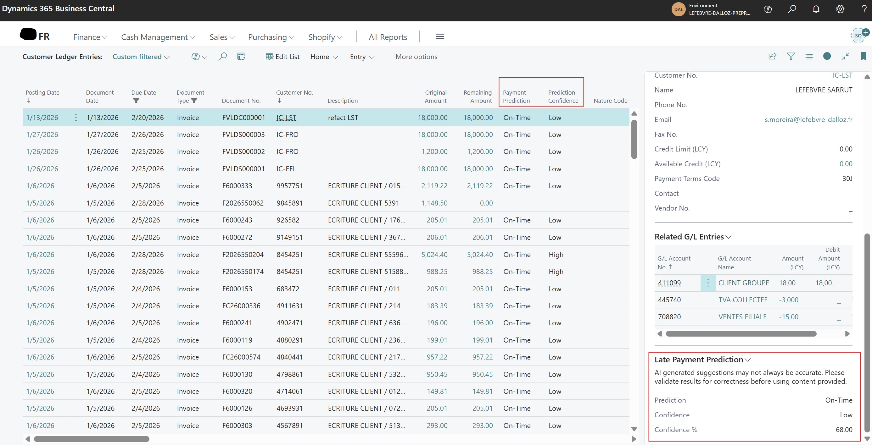 Customer Ledger Entries