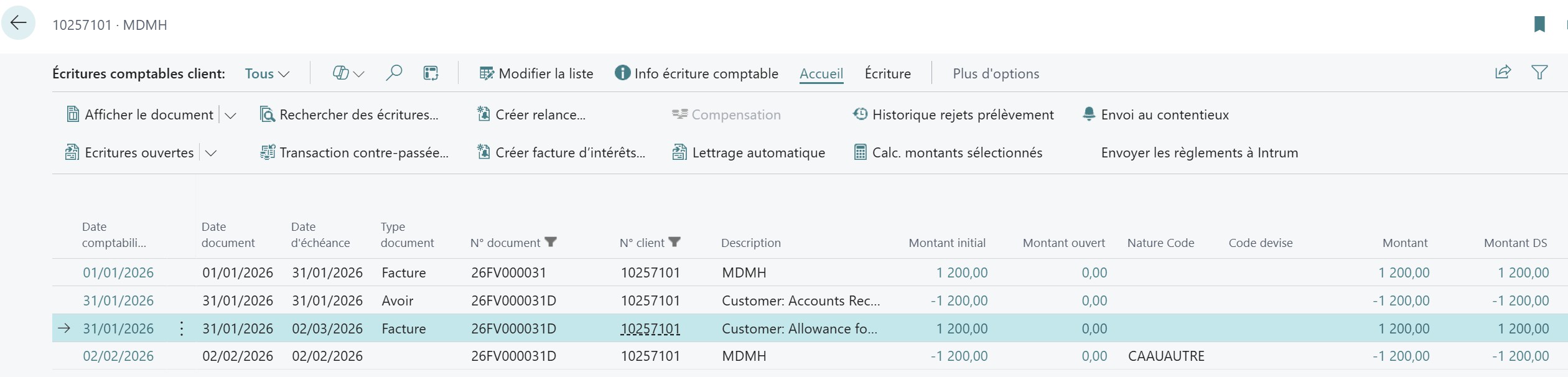 Ecritures comptables client