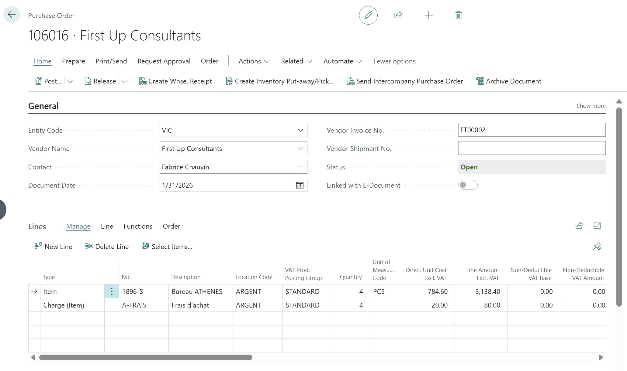 Purchase Order with Item Charges