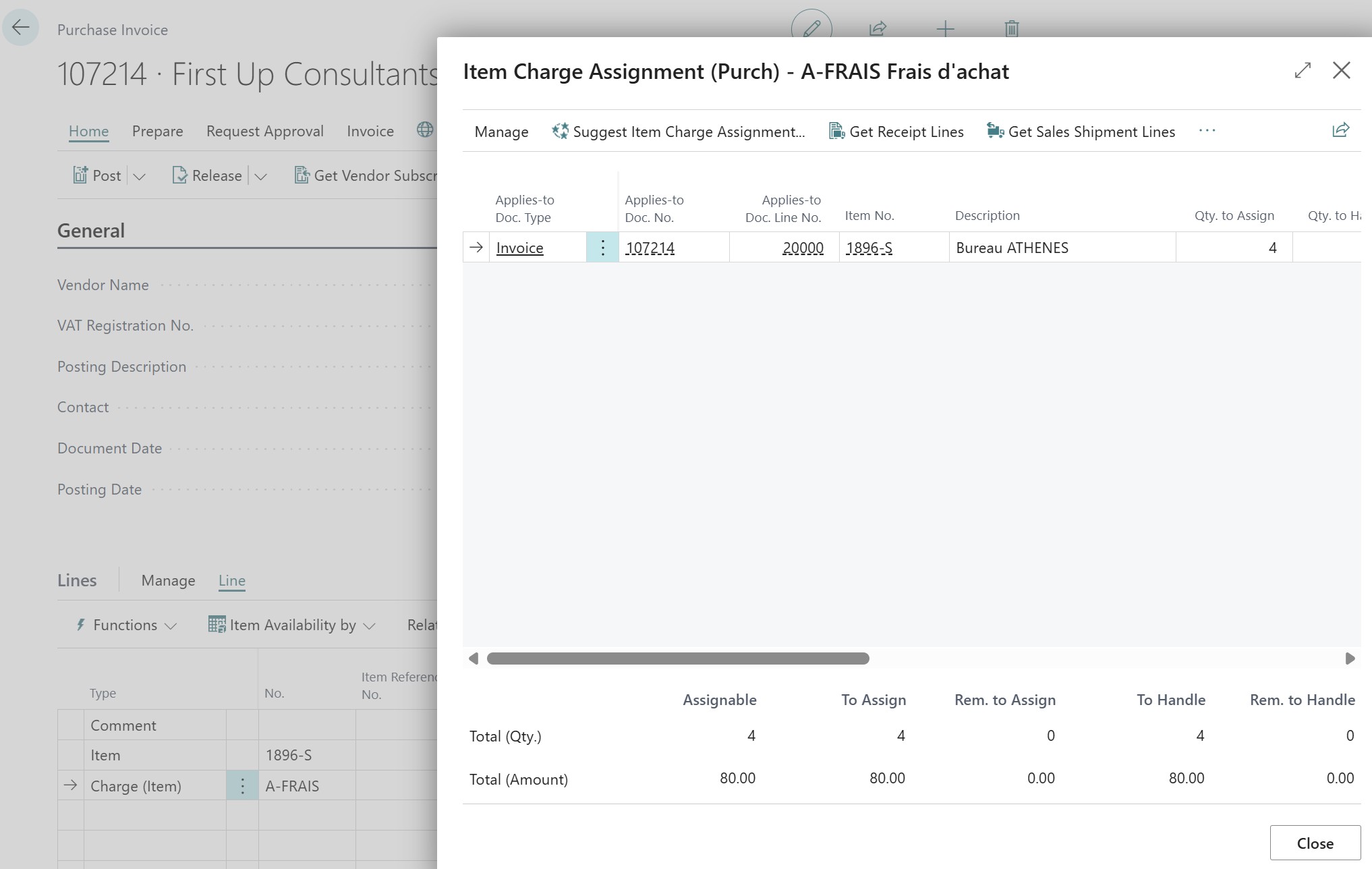 Item Charge Assignment on Purchase Invoice