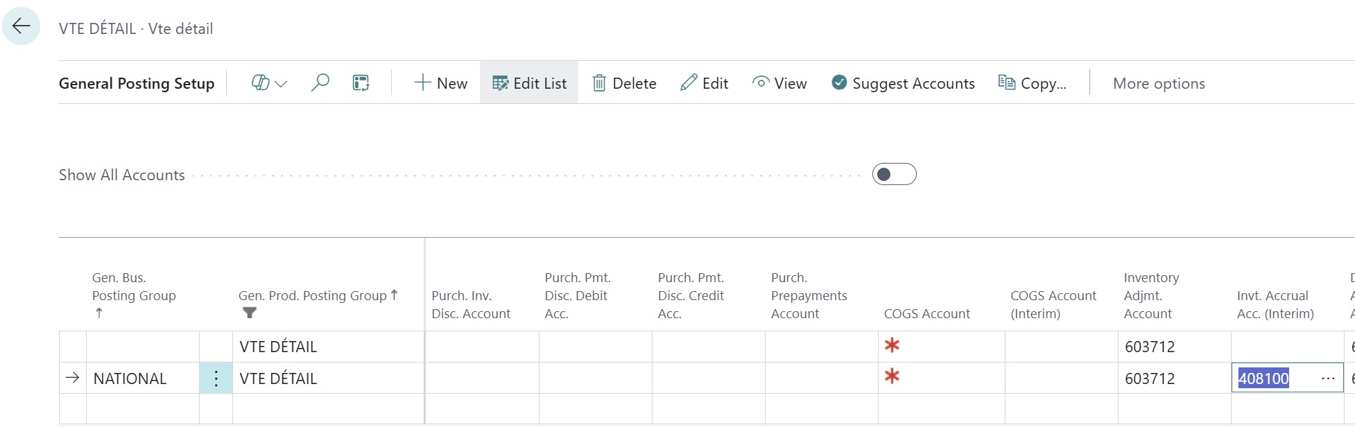 Inv. Accrual Acc. (Interim) - General Posting Setup