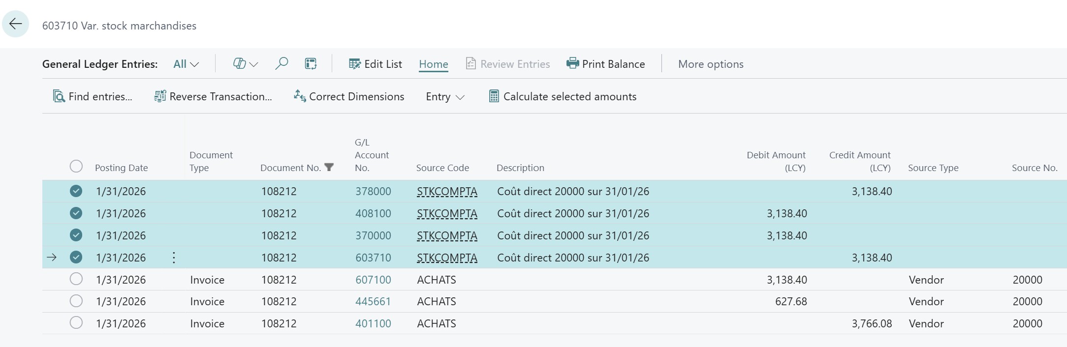 Invoice and Inventory Entries