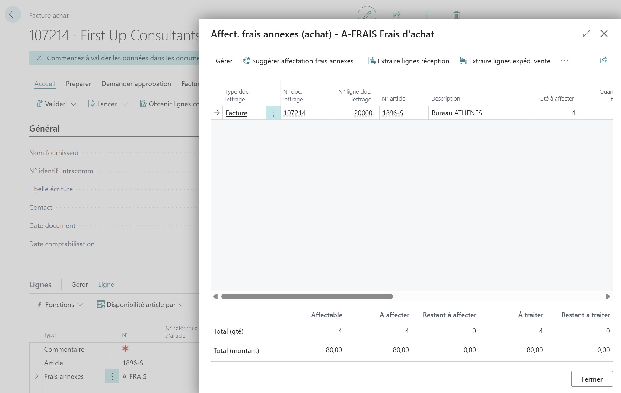 R&eacute;partition des frais annexes sur Facture d’achat