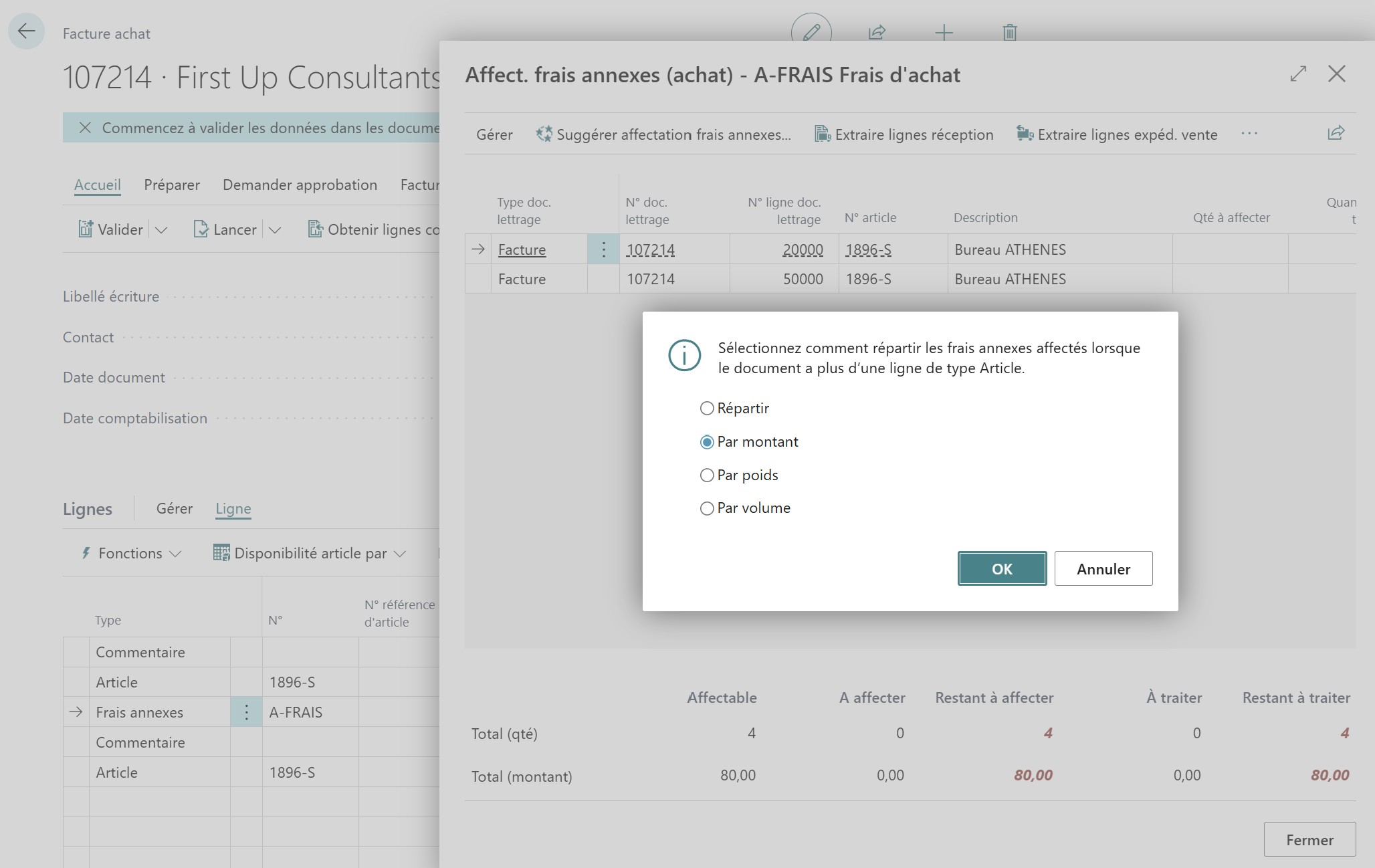 R&eacute;partition des frais annexes sur Facture d’achat