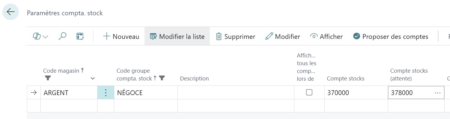 Compte Stock en attente - Param&eacute;tre Compta Stock