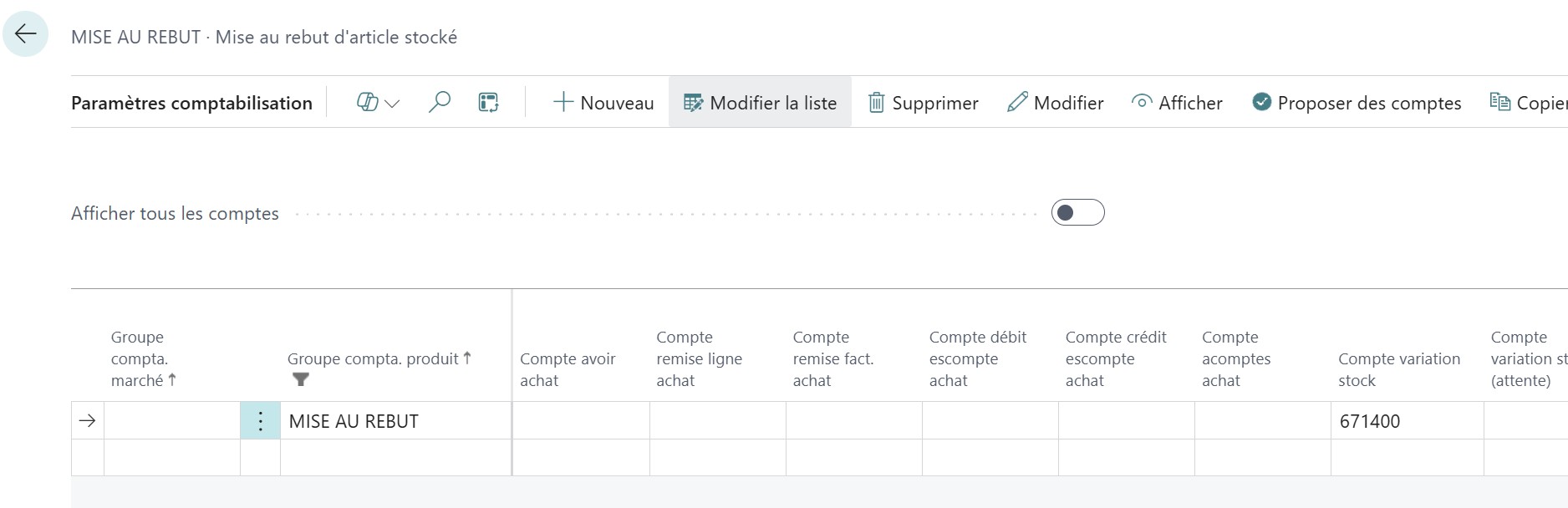 Param&egrave;tre comptabilisation