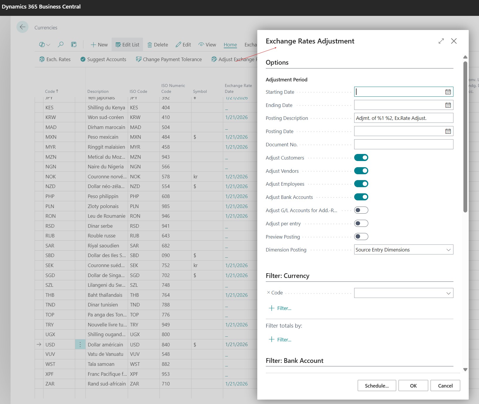 Adjust Exchange Rates