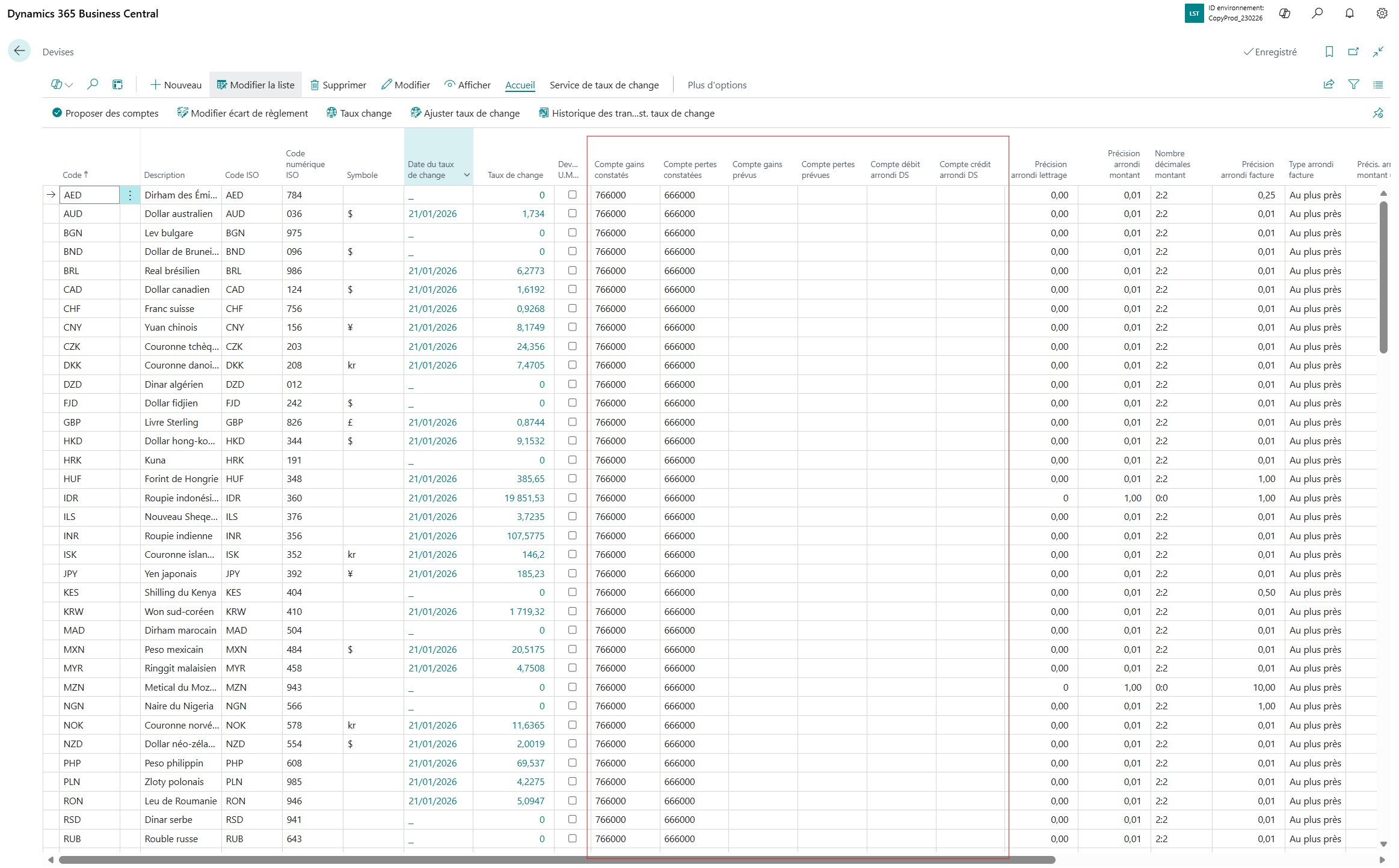 Devises avec comptes de comptabilit&eacute;