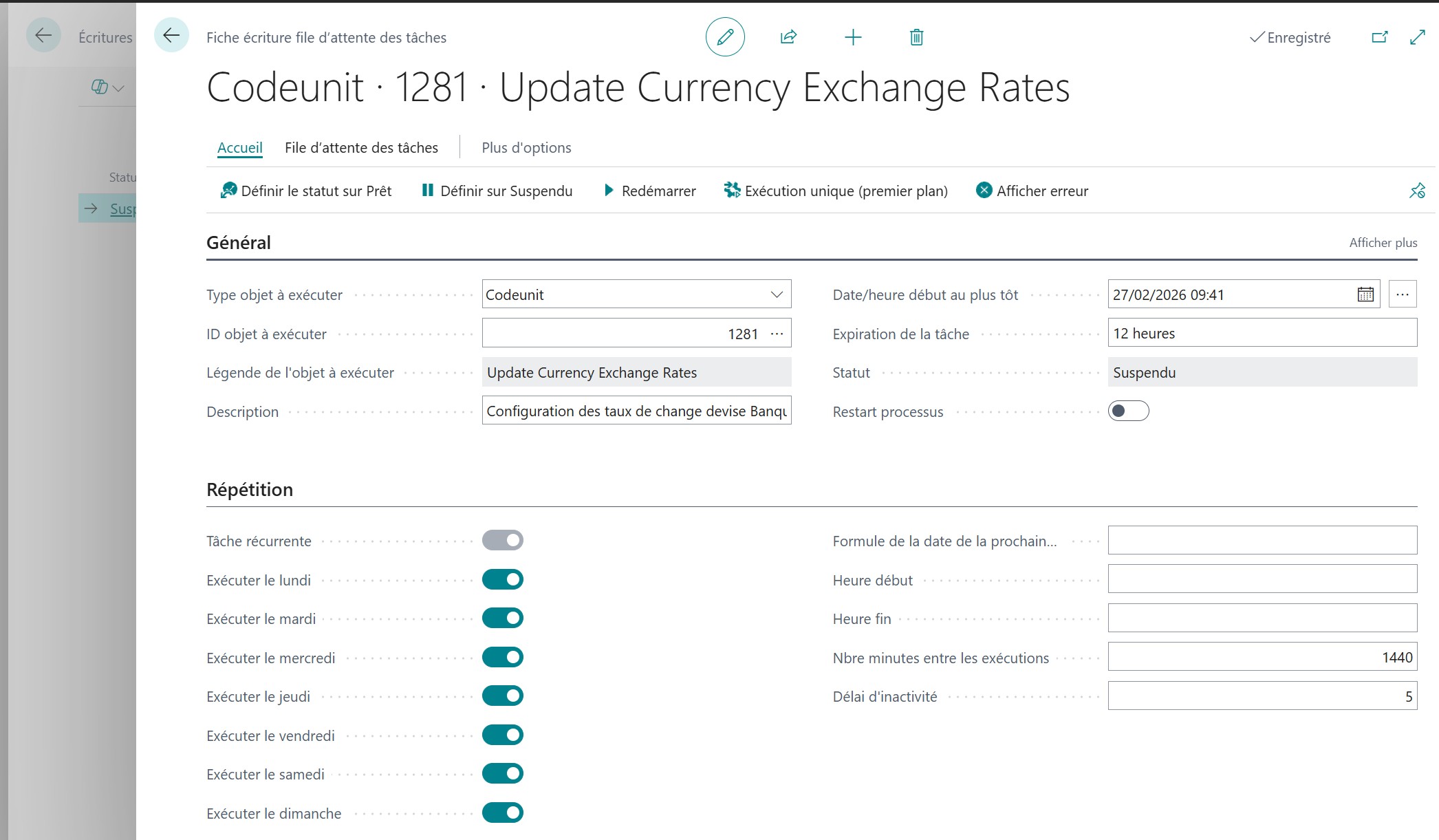 T&acirc;che dans la file d’attente des t&acirc;ches