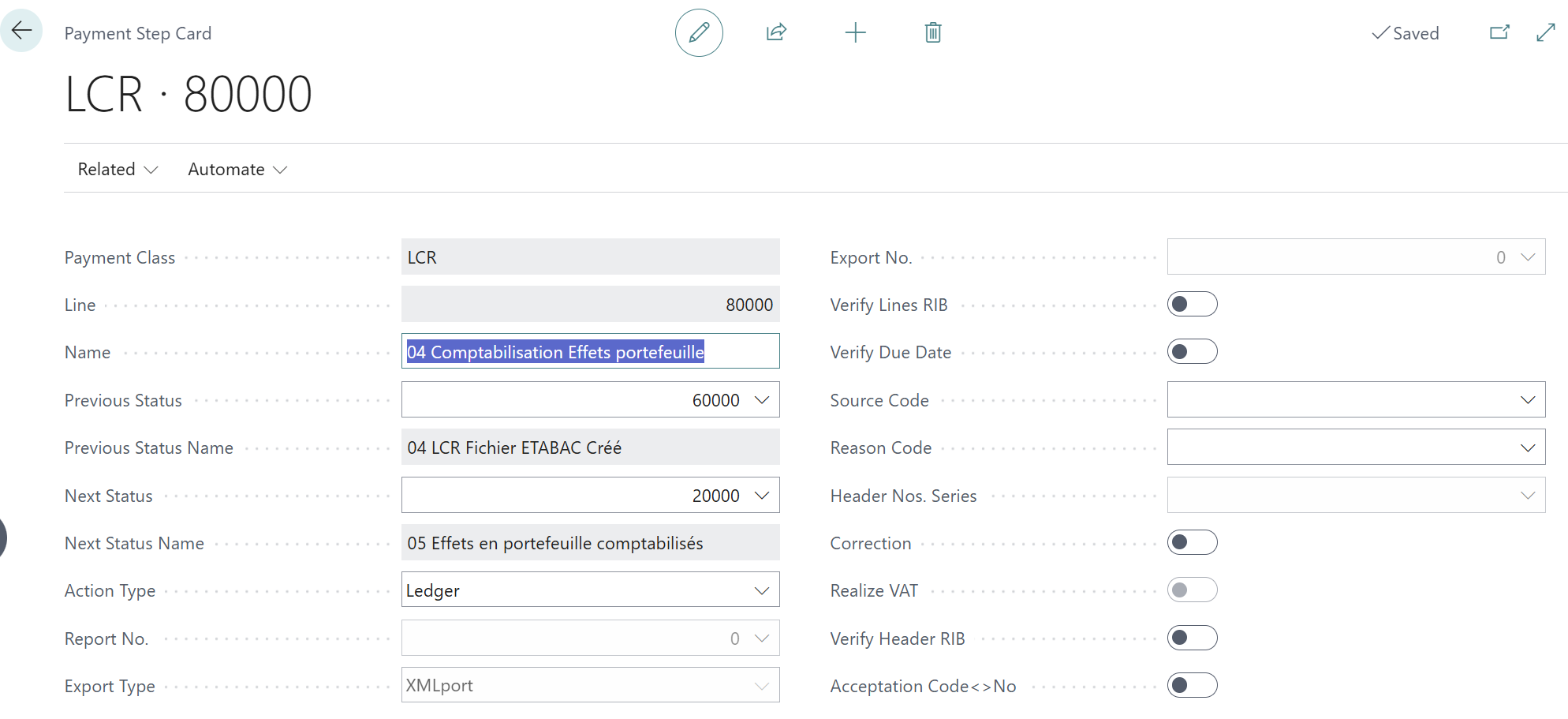 Example of an accounting step