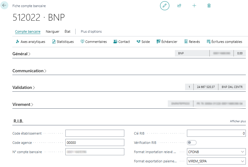 Fiche Compte bancaire