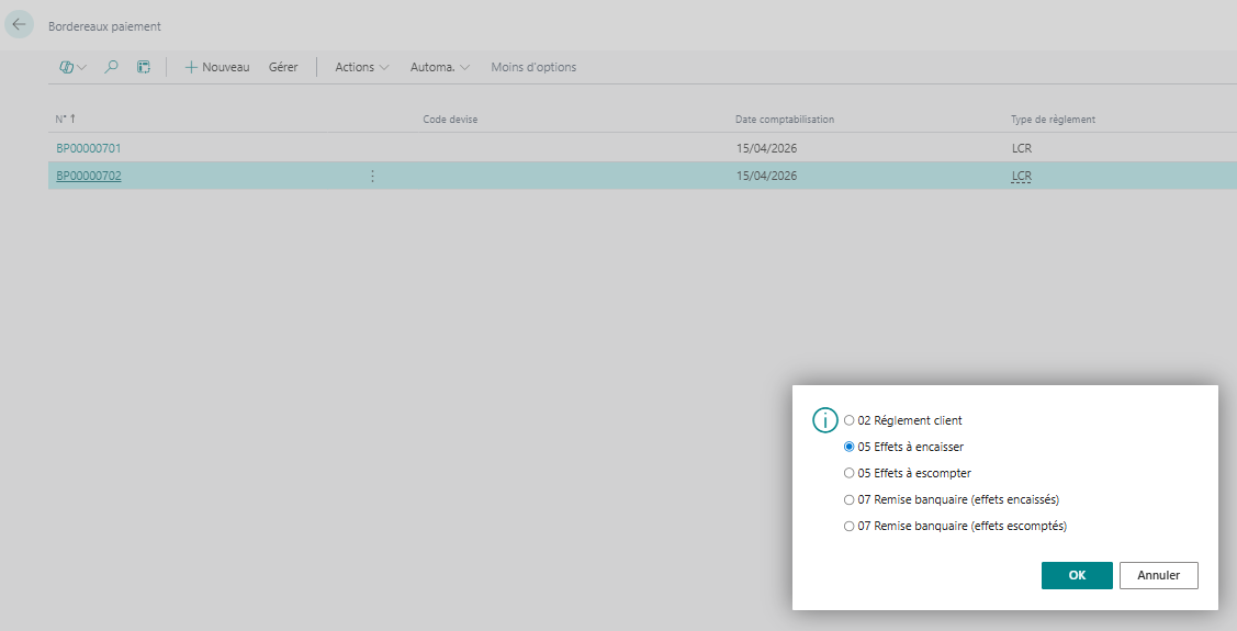 Effets &agrave; encaisser ou &agrave; escompter