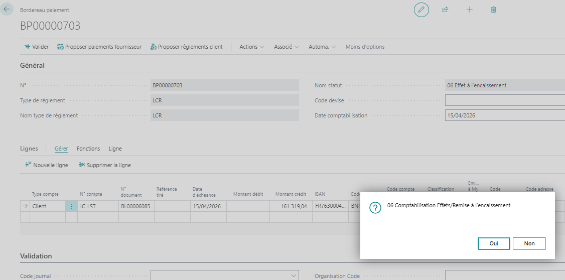 Comptabilisation des effets &agrave; l’encaissement