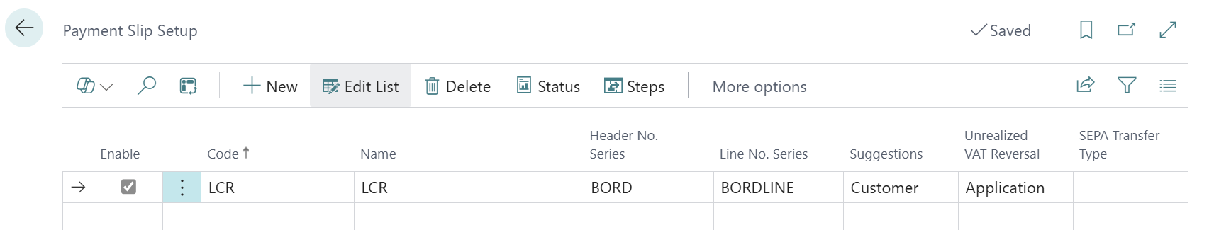 Impostazioni della distinta di pagamento