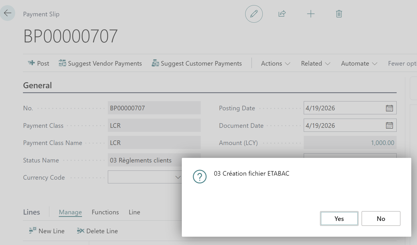 zione di generazione del file