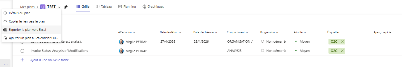 Vue &agrave; grille et export Excel