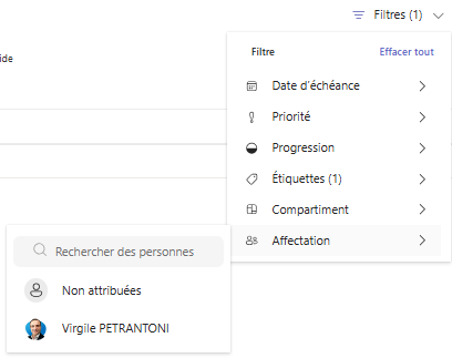 iltrer les t&acirc;ches