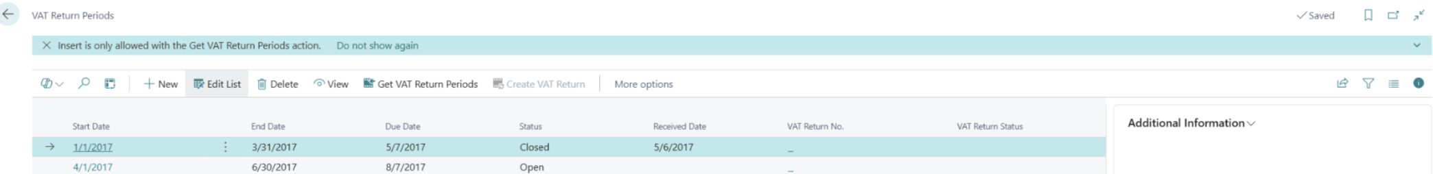 VAT Return periods