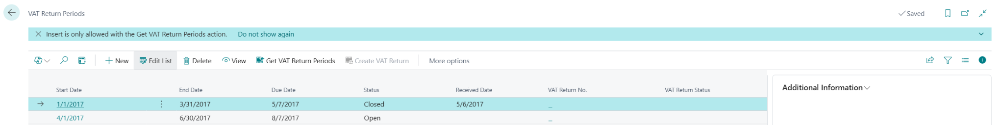 VAT Return periods
