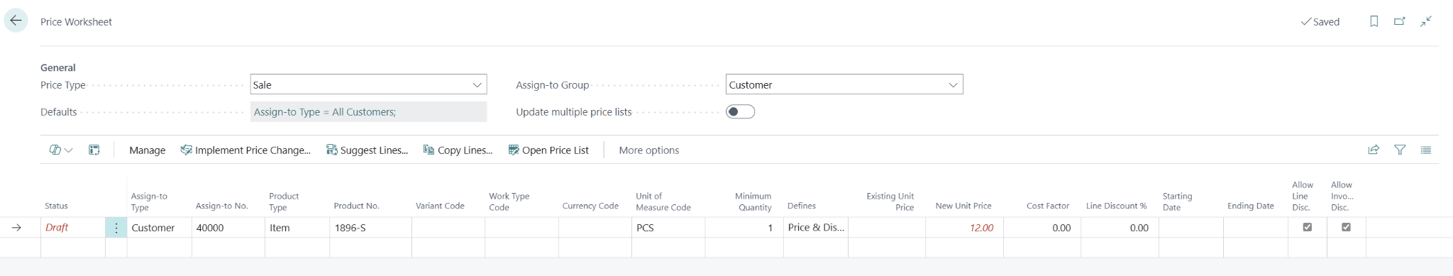 Price List
