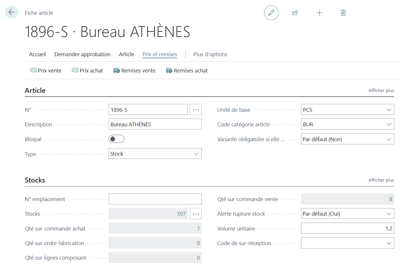 Acc&egrave;s depuis la fiche article