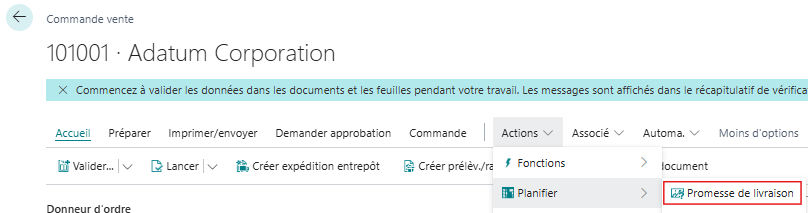 Promesse de livraison
