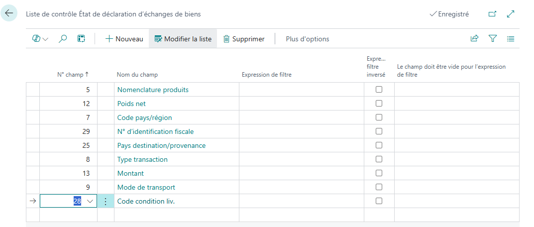 Liste de contrôle