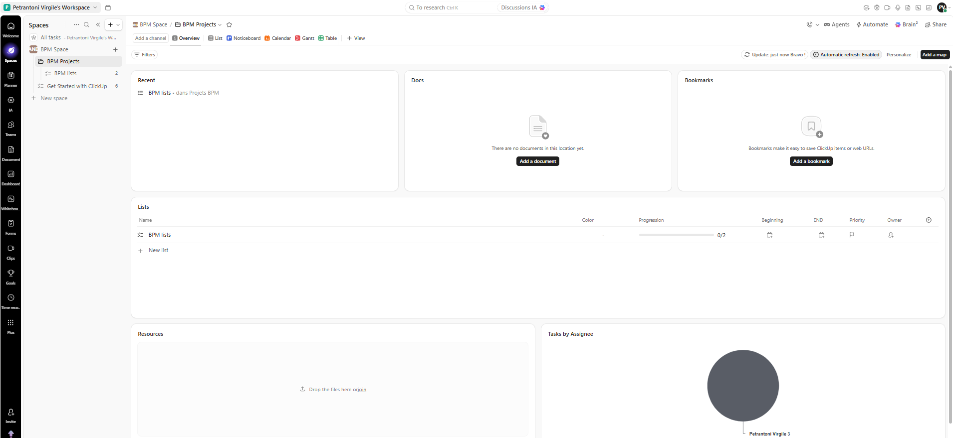 View of a folder (project)