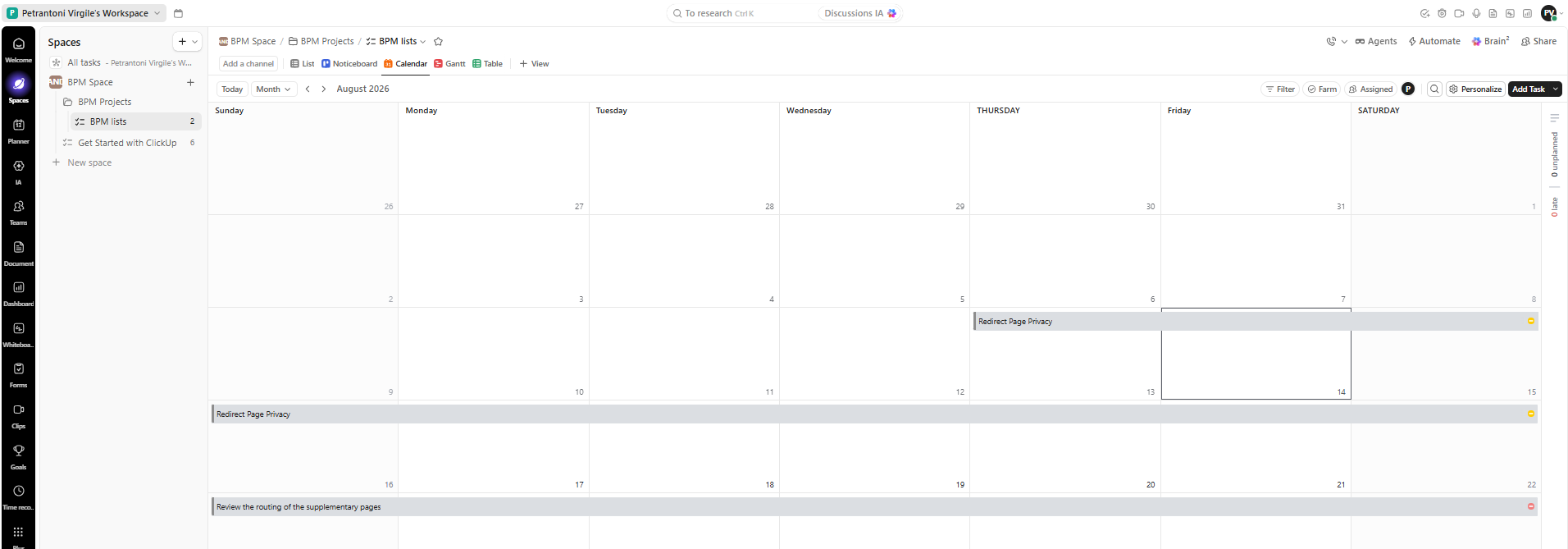 Calendar view