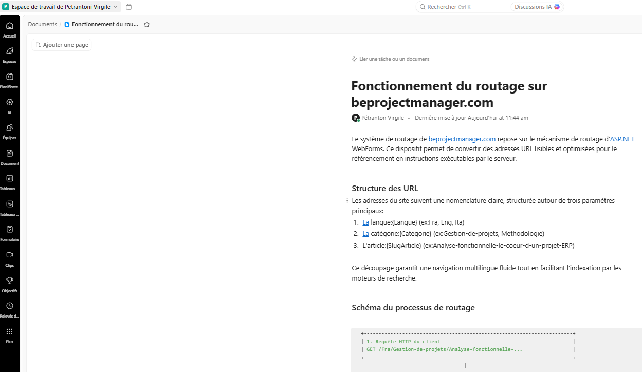 Vue d’un document dans l’espace de travail “Documents”