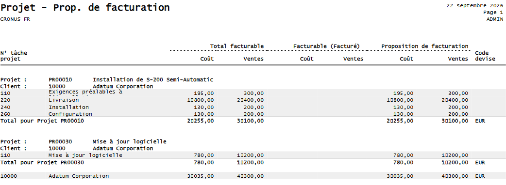# Projet - proposition de facturation