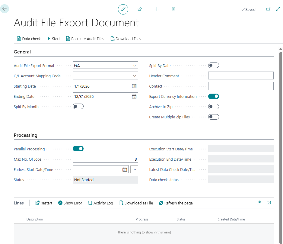 # Documento di esportazione del file di audit